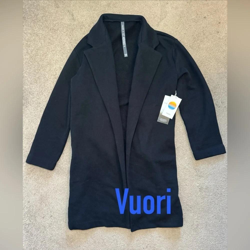 NWT Vuori Restore Coat Fleece Sweatshirt Trench Jacket * Black * Medium/Large - Picture 7 of 9